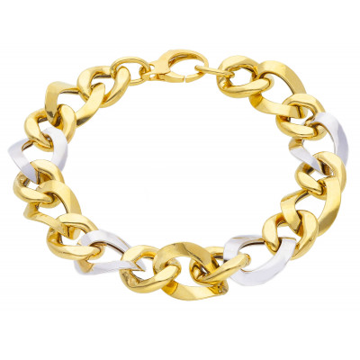 Bracciale in oro giallo e bianco maglia catena grumetta 10,80 g