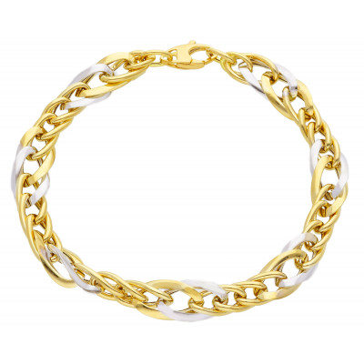 Bracciale in oro giallo e oro bianco maglia catena grumetta 6 g