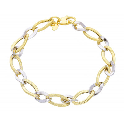 Bracciale in oro giallo e oro bianco maglia catena grumetta 3,80 g