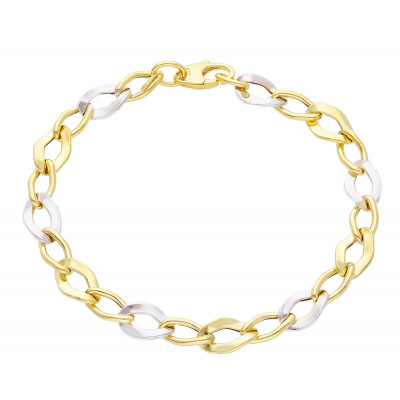 Bracciale in oro giallo e oro bianco maglia catena grumetta 3,50 g