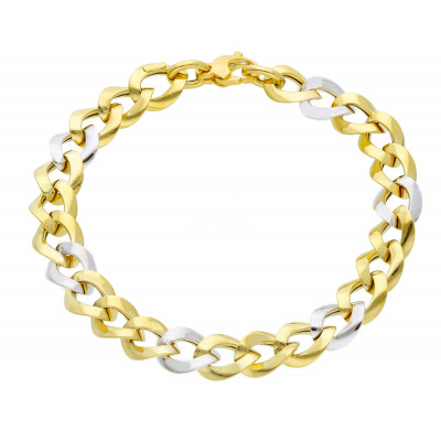 Bracciale in oro giallo e bianco maglia catena grumetta 6,10 g