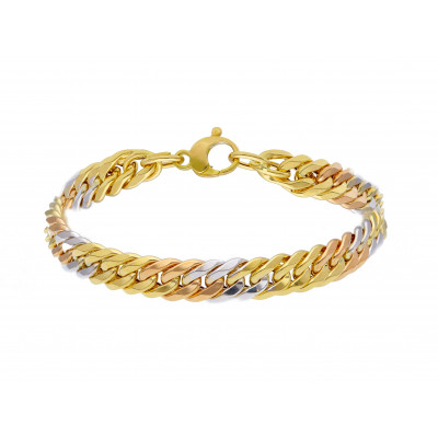 Bracciale in oro tre colori maglia catena grumetta 8 g