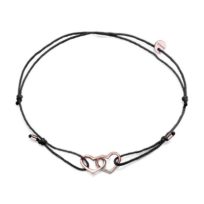 Bracciale Black Ribbon 2 Cuori