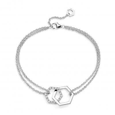 Bracciale Amuleto Double oro bianco full pavè diamanti