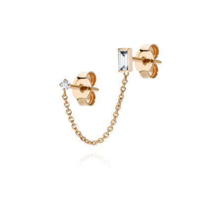 Orecchino Baguette Twin Solitaire Yellow