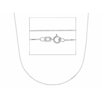 Catena quadrata in oro bianco 50 cm