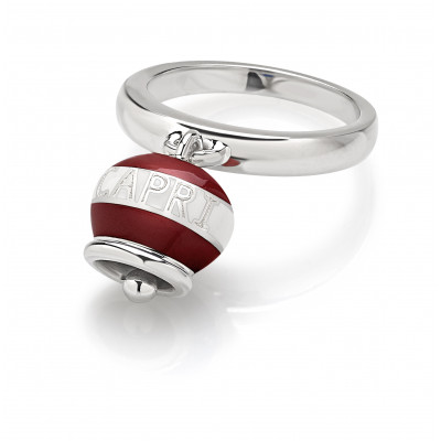 Anello Capriness campanella in argento e smalto bianco rosso