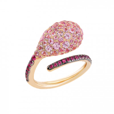 Anello Joyful in oro rosa e zaffiri rosa