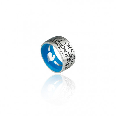 Anello fascia Skyline Capri argento e smalto blu interno