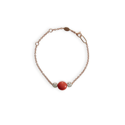 Bracciale in oro rosa, diamanti e corallo rosso