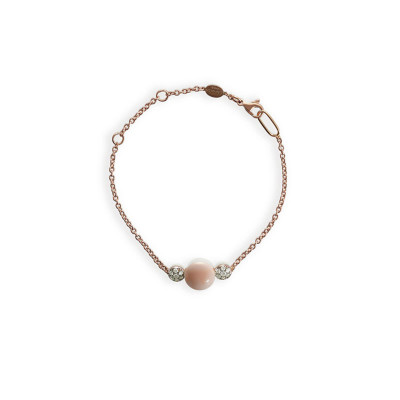 Bracciale in oro rosa, diamanti e corallo rosa