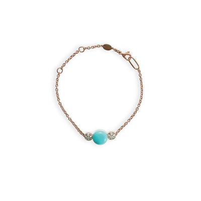 Bracciale in oro rosa, diamanti e turchese