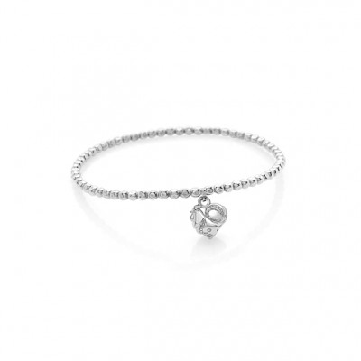 Bracciale con gallo micro in oro bianco 9kt