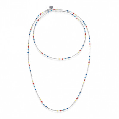 Collana Capriness 90 cm in argento e smalto giallo, rosso, azzurro e blu