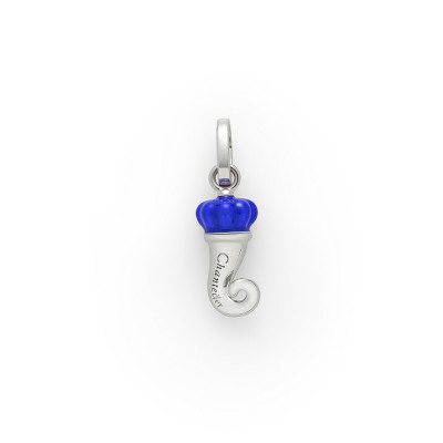 Ciondolo Corno mini argento e smalto blu majorelle