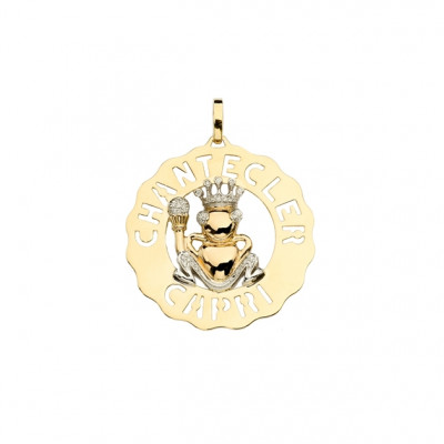 Ciondolo medio Principe Ranocchio oro giallo, bianco e diamanti