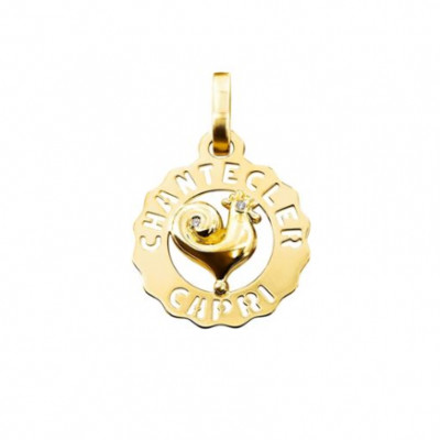 Ciondolo piccolo Gallo in oro giallo e diamante