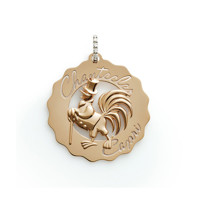 Ciondolo grande Gallo in oro rosa e diamante