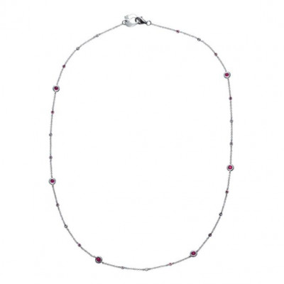 Collana Capri oro bianco, diamanti e rubini