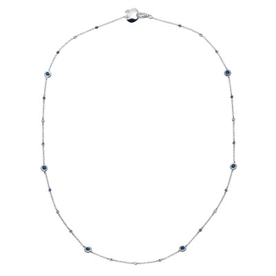 Collana Capri oro bianco, diamanti bianchi e zaffiri blu