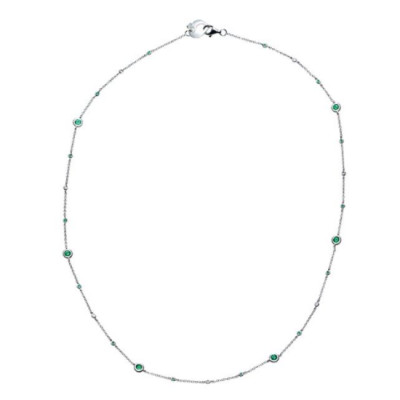 Collana Capri oro bianco, diamanti e smeraldi