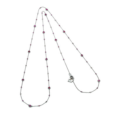 Collana Capri oro bianco, diamanti e rubini