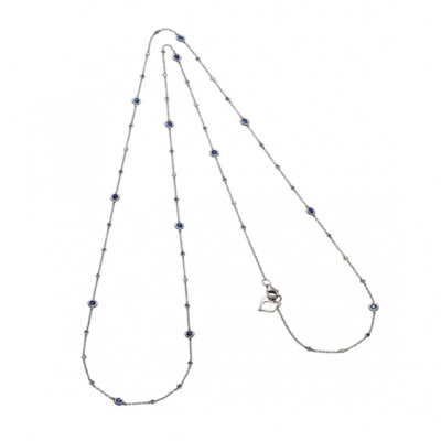 Collana Capri oro bianco, diamanti e zaffiri