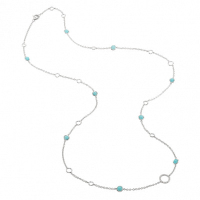 Collana in oro bianco, amazzoniti e diamanti