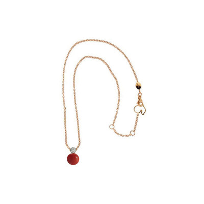 Collana in oro rosa, diamanti e corallo rosso