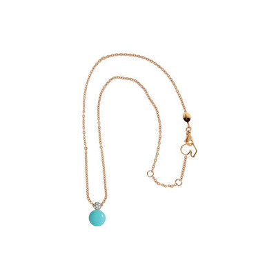 Collana in oro rosa, diamanti e turchese