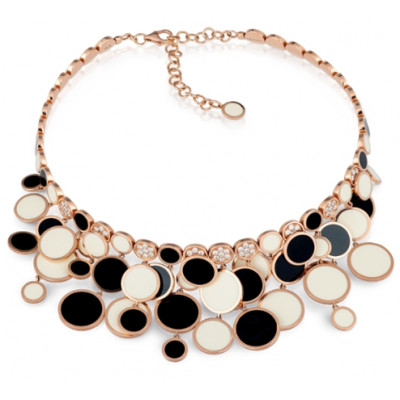 Collana Paillettes smalto nero e bianco e diamanti