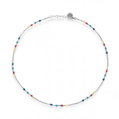 Catena 42 cm in argento e smalto multicolor