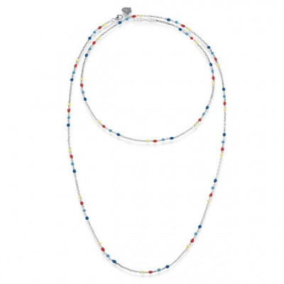 Catena 90 cm in argento e smalto multicolor