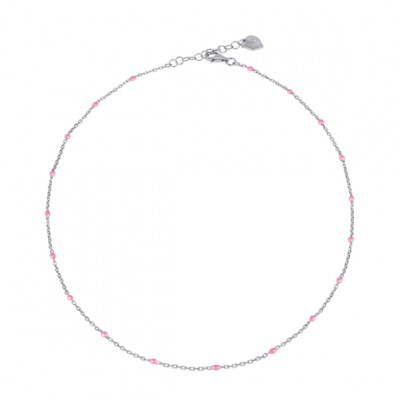 Catena 42 cm in argento e smalto rosa