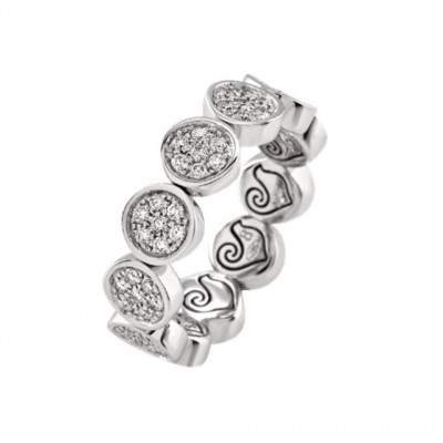 Anello Veretta Paillettes in oro bianco 18k e diamanti