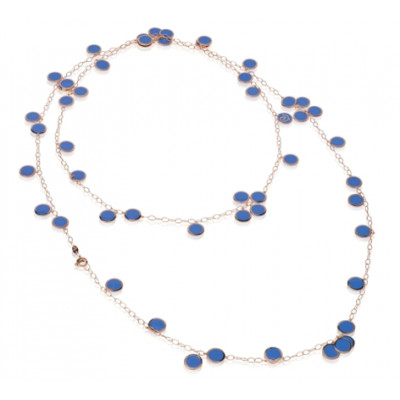 Collana paillettes in oro rosa e smalto azzurro