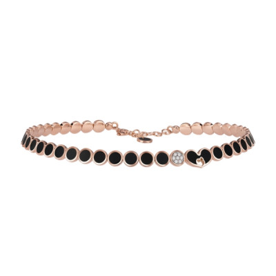 Choker Paillettes in oro rosa, smalto nero e diamanti neri