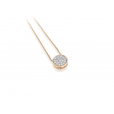 Collana pendente Paillettes in oro rosa 18k, diamanti e smalto bianco