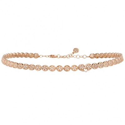 Choker Paillettes in oro rosa, smalto bianco e diamanti