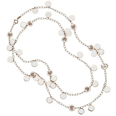 Collana Paillettes in oro rosa, smalto bianco e diamanti