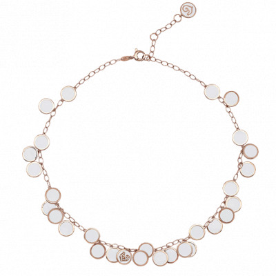 Collana Paillettes in oro rosa, smalto bianco e diamanti