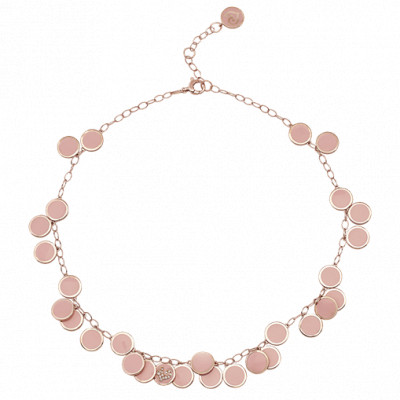 Collana Paillettes in oro rosa, smalto rosa e diamanti