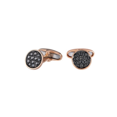 Gemelli Paillettes in oro rosa 18Kt e diamanti neri