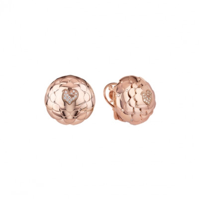 Orecchini bottone Paillettes in oro rosa 18Kt e diamanti