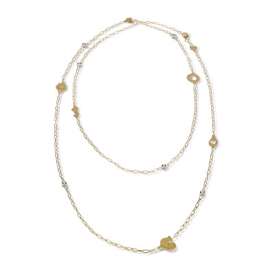 Collana cm 100 con simboli in oro giallo e diamanti