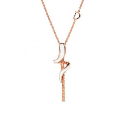 Collana in oro rosa, ceramica bianca e diamanti