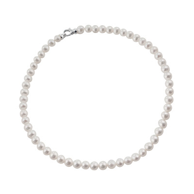 Collana in argento con diamante e perle freshwater white