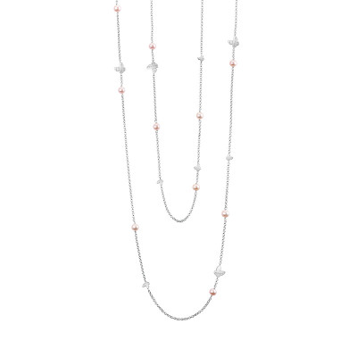 Collana in argento con diamanti e perle freshwater