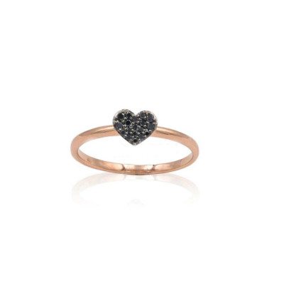 Anello Cuore Diamanti neri