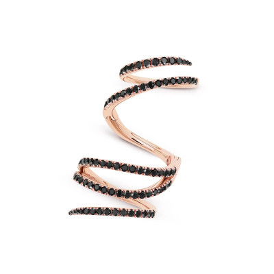 Anello Vortice oro rosa e diamanti neri